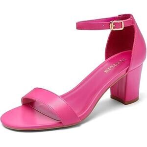Dobolin Womens Size 10.5 Hot Pink Ankle Strap Open Toe 3" Heel Sandal Shoes